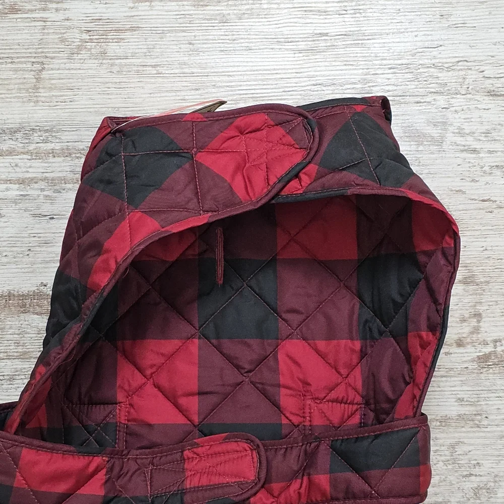 St. Johns Bark Dog Jacket Size Large Red Check NWT